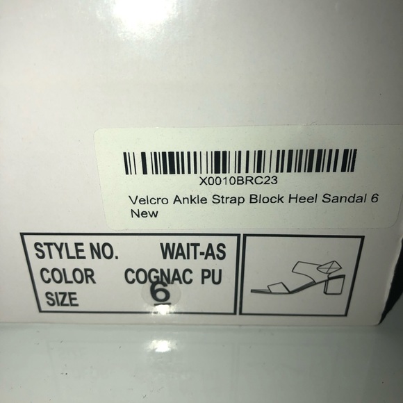 Cognac Peep Toe Low Stacked Heel Open Toe Ankle Heel Cutout Sandal - Picture 5 of 5